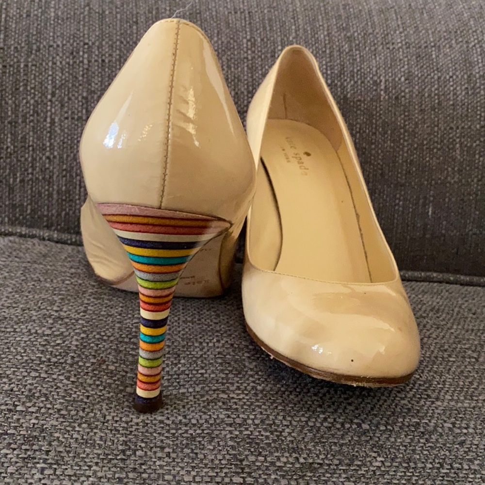 8.5 Kate Spade Karolina Nude Patent Heels, Rainbow 🌈